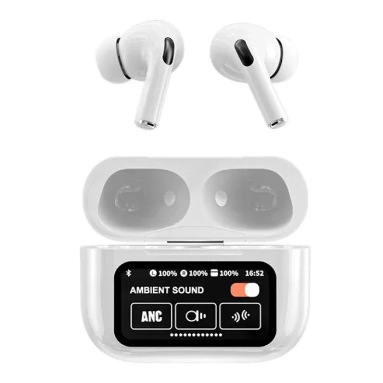 A9 Pro White Earbuds with Noise Reduction & Touch Control